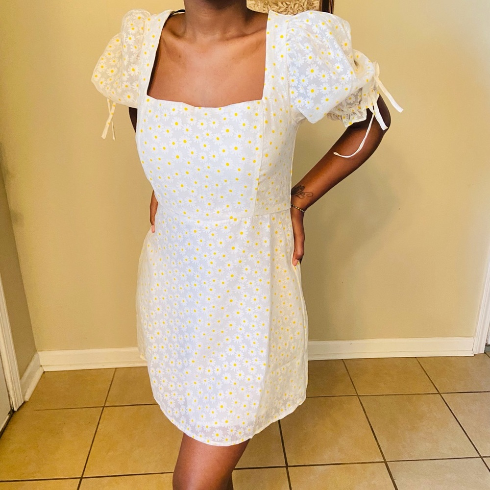 Floral Ruffle Sleeve Cottage Core Style Dress